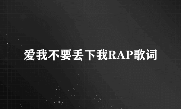 爱我不要丢下我RAP歌词