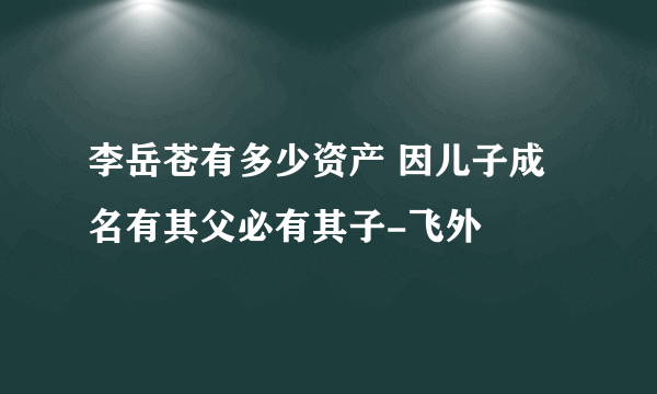 李岳苍有多少资产 因儿子成名有其父必有其子-飞外