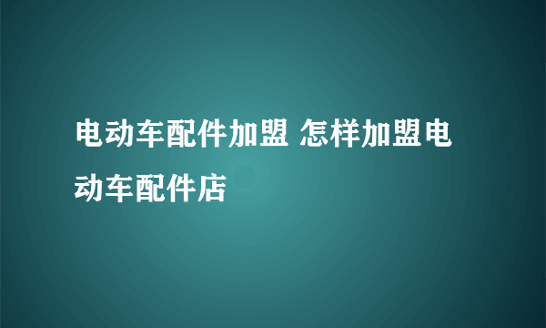 电动车配件加盟 怎样加盟电动车配件店