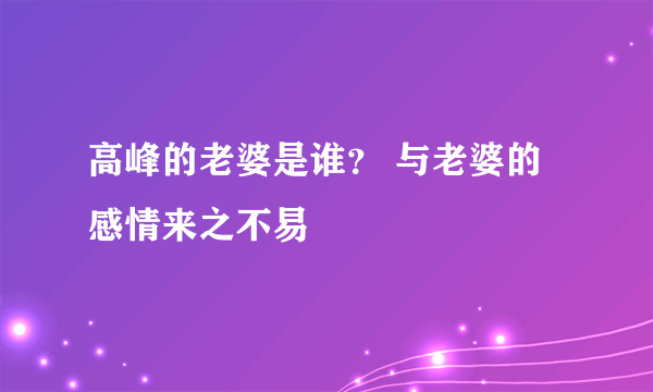 高峰的老婆是谁？ 与老婆的感情来之不易