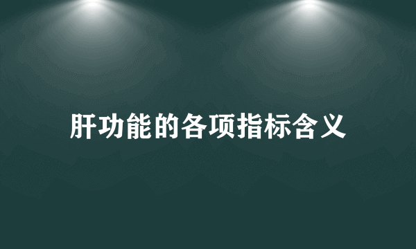 肝功能的各项指标含义