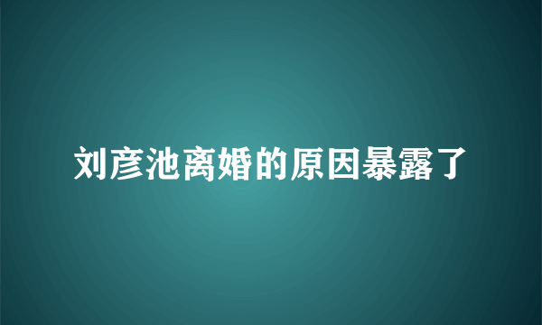 刘彦池离婚的原因暴露了