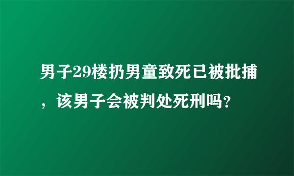 男子29楼扔男童致死已被批捕，该男子会被判处死刑吗？