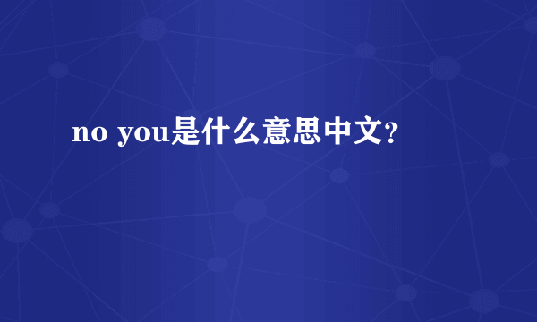 no you是什么意思中文？