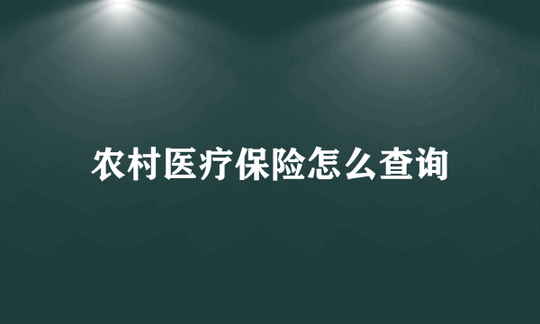 农村医疗保险怎么查询