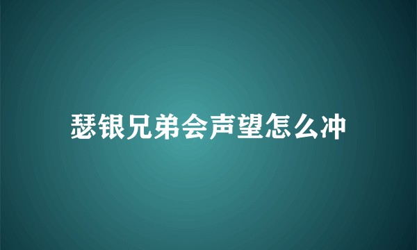 瑟银兄弟会声望怎么冲