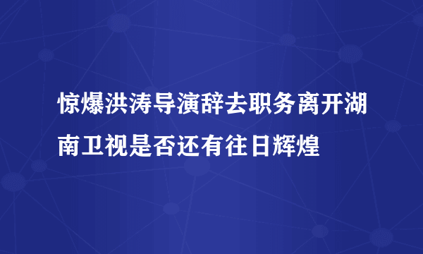 惊爆洪涛导演辞去职务离开湖南卫视是否还有往日辉煌