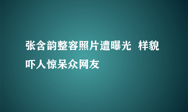 张含韵整容照片遭曝光  样貌吓人惊呆众网友