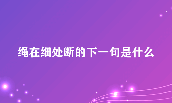 绳在细处断的下一句是什么