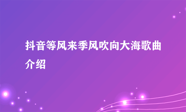 抖音等风来季风吹向大海歌曲介绍