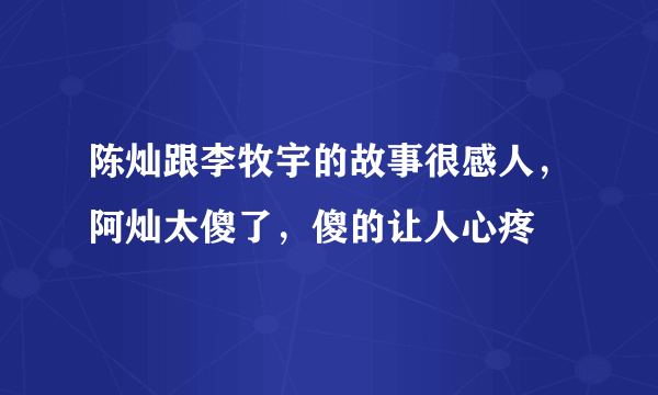 陈灿跟李牧宇的故事很感人，阿灿太傻了，傻的让人心疼