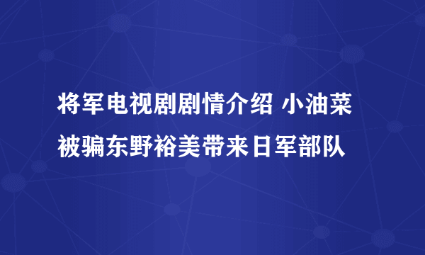 将军电视剧剧情介绍 小油菜被骗东野裕美带来日军部队