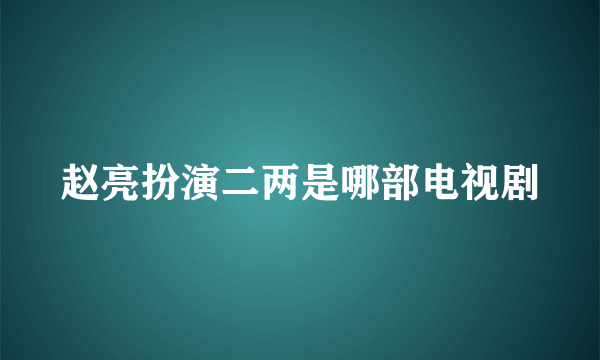 赵亮扮演二两是哪部电视剧