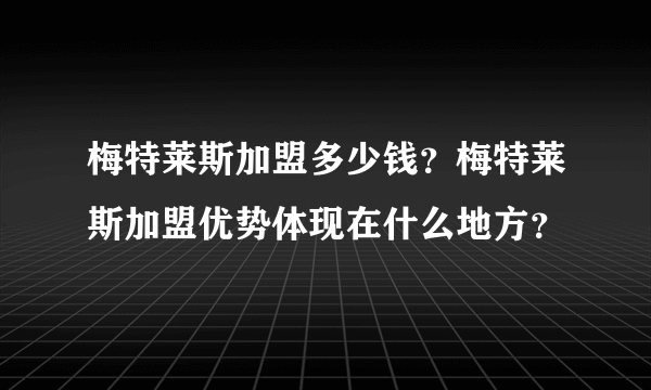 梅特莱斯加盟多少钱？梅特莱斯加盟优势体现在什么地方？