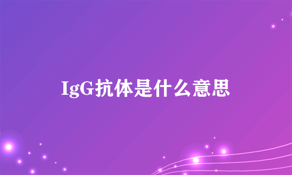 IgG抗体是什么意思