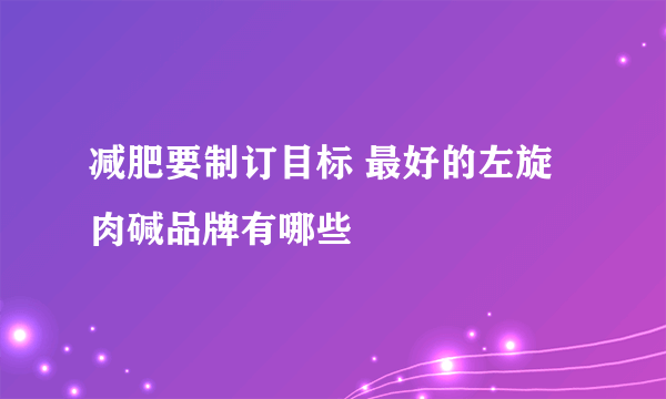 减肥要制订目标 最好的左旋肉碱品牌有哪些