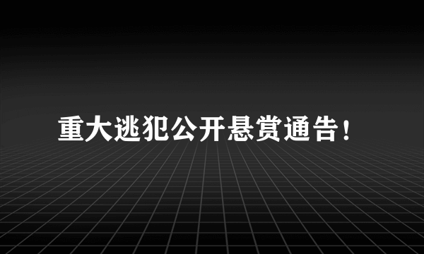 重大逃犯公开悬赏通告！