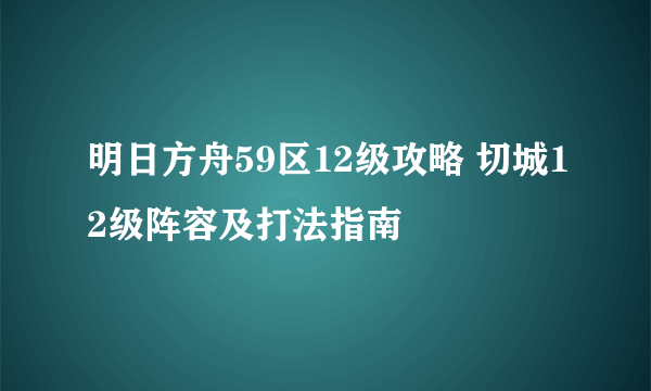 明日方舟59区12级攻略 切城12级阵容及打法指南