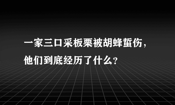 一家三口采板栗被胡蜂蜇伤，他们到底经历了什么？