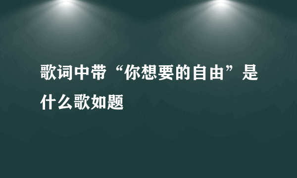 歌词中带“你想要的自由”是什么歌如题