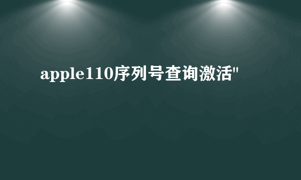 apple110序列号查询激活