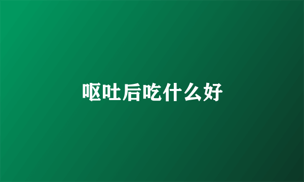 呕吐后吃什么好