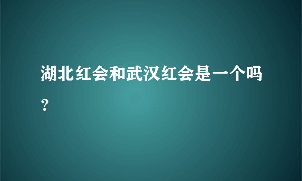 湖北红会和武汉红会是一个吗？