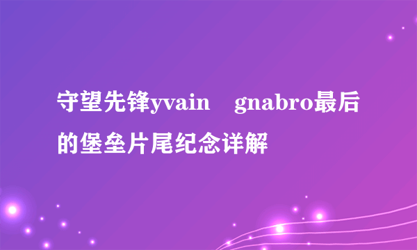 守望先锋yvain gnabro最后的堡垒片尾纪念详解