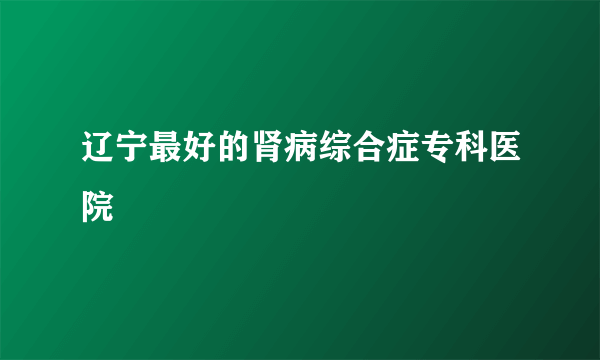 辽宁最好的肾病综合症专科医院