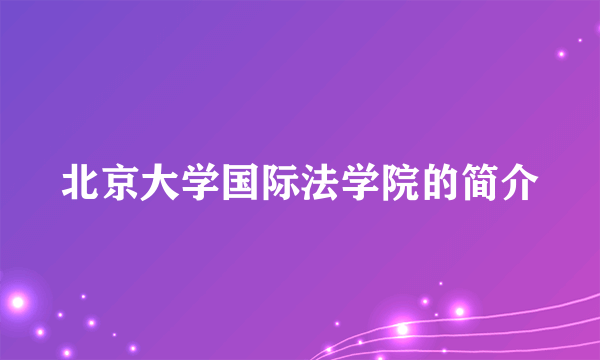 北京大学国际法学院的简介