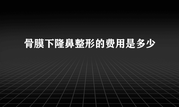 骨膜下隆鼻整形的费用是多少