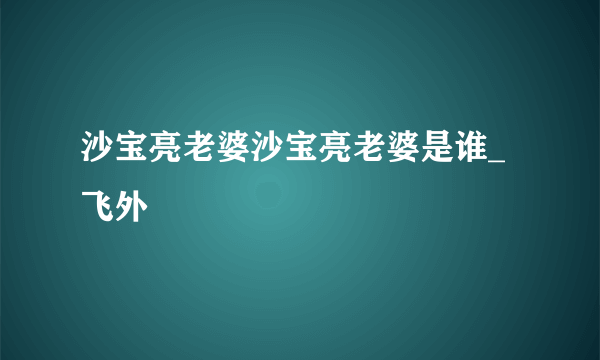 沙宝亮老婆沙宝亮老婆是谁_飞外