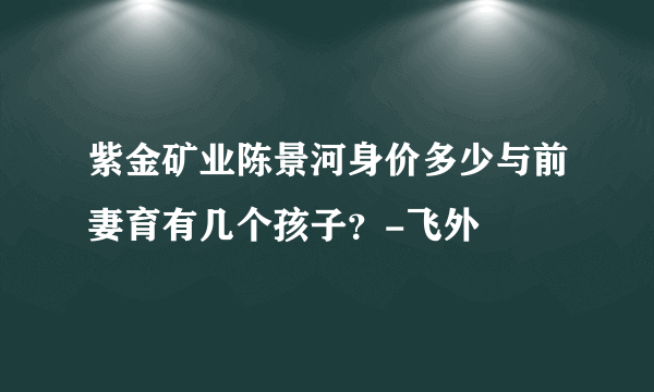 紫金矿业陈景河身价多少与前妻育有几个孩子？-飞外