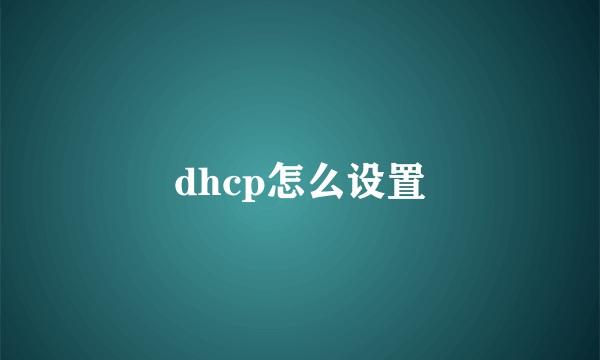 dhcp怎么设置