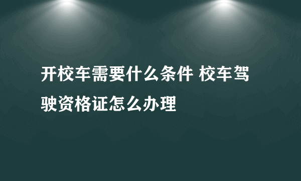 开校车需要什么条件 校车驾驶资格证怎么办理