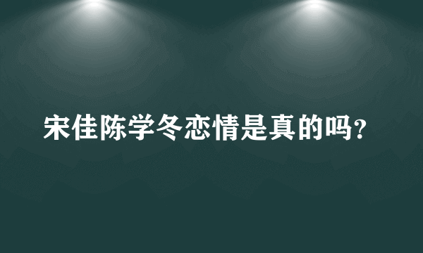 宋佳陈学冬恋情是真的吗？