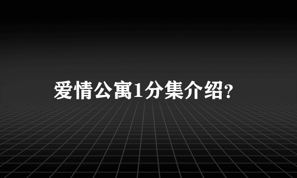 爱情公寓1分集介绍？