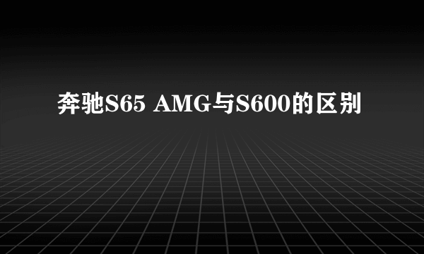 奔驰S65 AMG与S600的区别