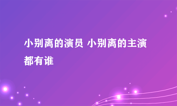 小别离的演员 小别离的主演都有谁