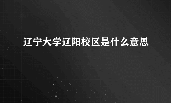 辽宁大学辽阳校区是什么意思