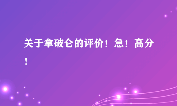 关于拿破仑的评价！急！高分！