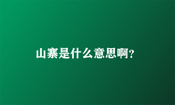 山寨是什么意思啊？