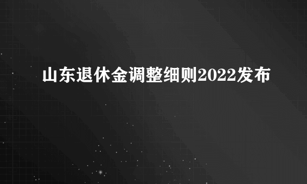 山东退休金调整细则2022发布