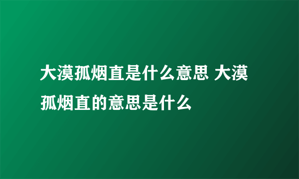 大漠孤烟直是什么意思 大漠孤烟直的意思是什么