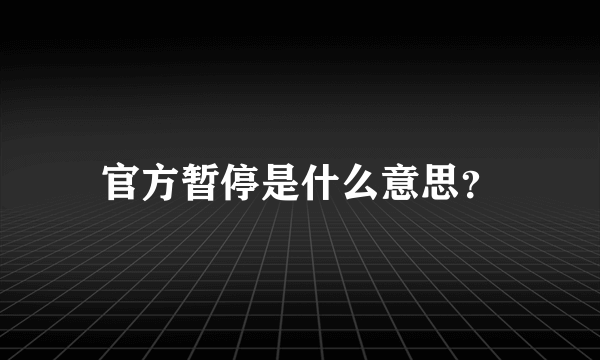 官方暂停是什么意思？