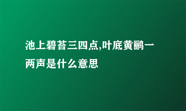 池上碧苔三四点,叶底黄鹂一两声是什么意思