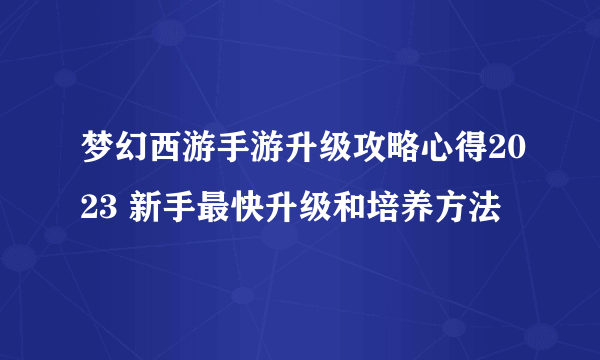 梦幻西游手游升级攻略心得2023 新手最快升级和培养方法