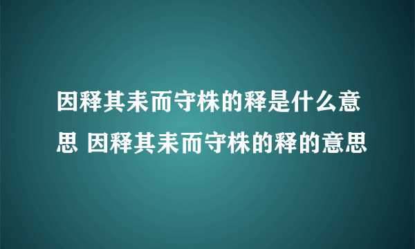 因释其耒而守株的释是什么意思 因释其耒而守株的释的意思