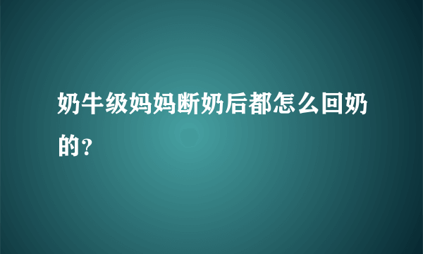 奶牛级妈妈断奶后都怎么回奶的？