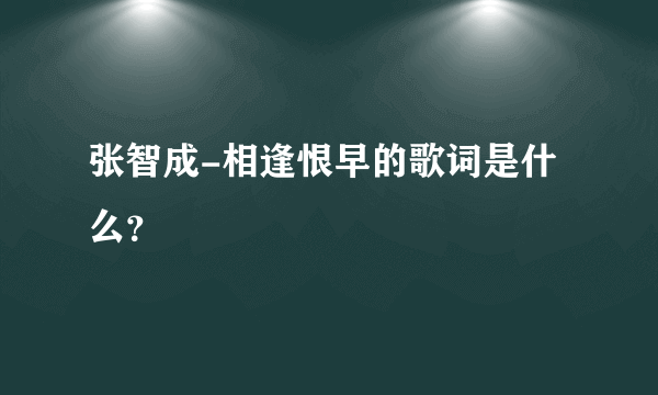 张智成-相逢恨早的歌词是什么？